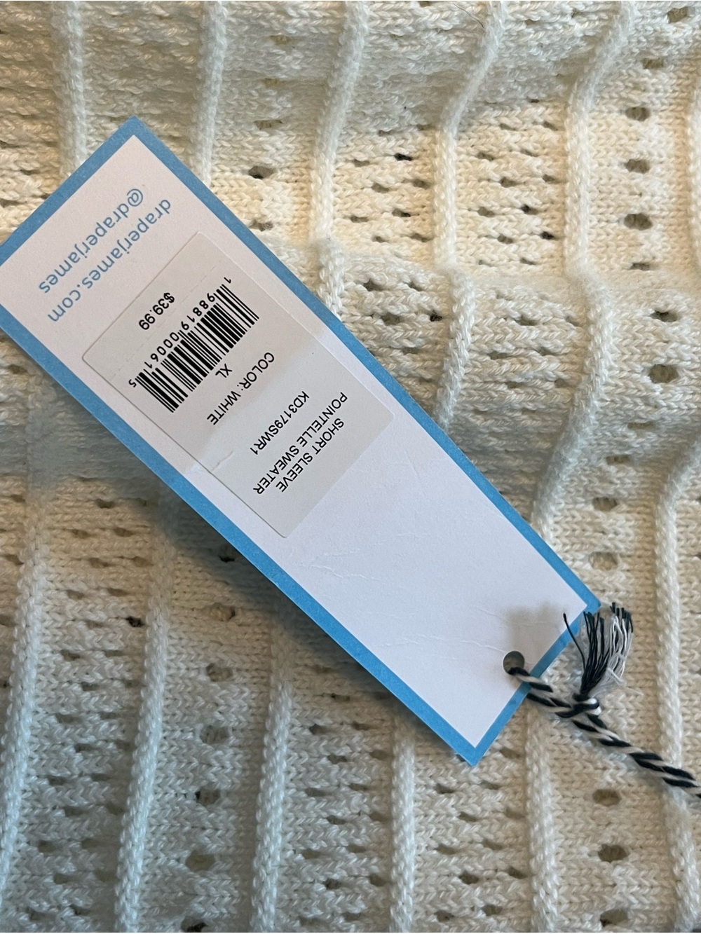 NWT Draper James Ivory Pointelle Cotton Blend Sweater | XL - Picture 7 of 8
